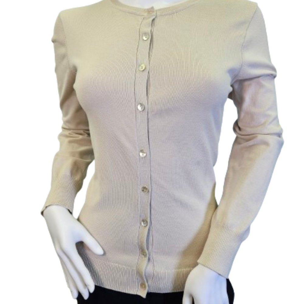 August Silk Cream L Button Down Long Sleeve Shirt.